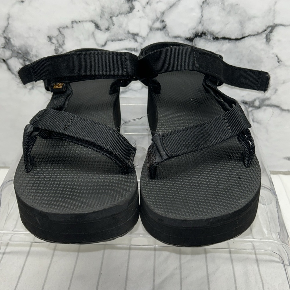 Teva Black Sandals with Gold Logo Flatform Universal Sandal - Picture 7 of 10